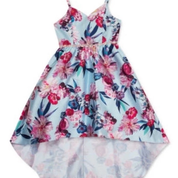 Rare Editions Girl Floral pink special occasion high low dress NWT size 7 - Picture 2 of 5
